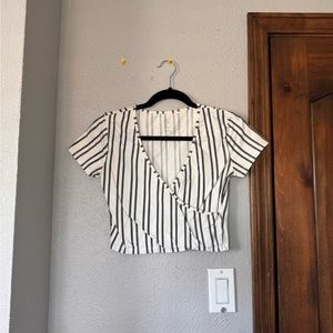 Black and white striped crop top.